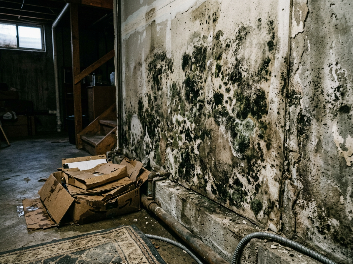 Mold Growth After Spring Snowmelt in Springville Basements